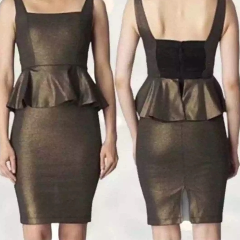 Alice and Olivia Bronze Ruffle Peplum Dress - Picture 8 of 8